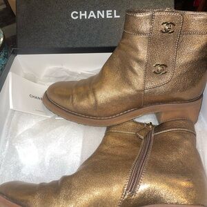 Chanel bronze boots